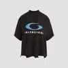 Balenciaga Cropped Distressed Printed Cotton-jersey T-shirt In Black