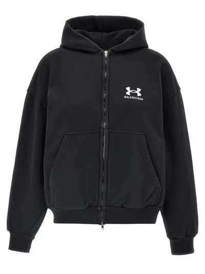 Balenciaga Black Cotton Sweatshirt In Blue