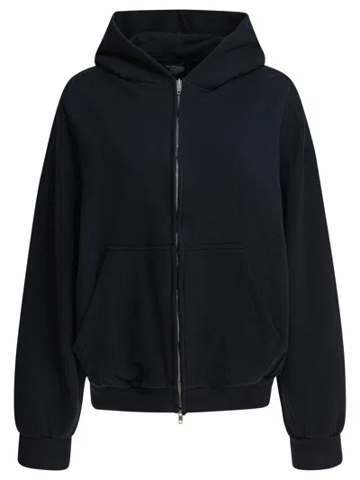 Balenciaga Black Cotton Sweatshirt In Blue