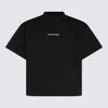 Balenciaga Women Back Strass Cropped Cotton T-shirt In Black