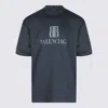 Balenciaga High-collar Black T-shirt With Logo Print In Blue