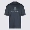 Balenciaga High-collar Black T-shirt With Logo Print In Blue