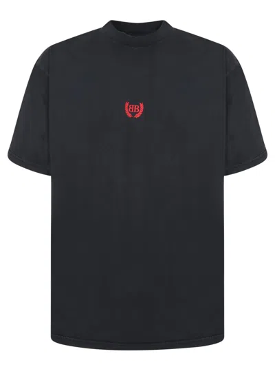 Balenciaga Black Cotton T-shirt With Bold Red Political Logo