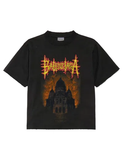Balenciaga Graphic-printed Cotton T-shirt In Black