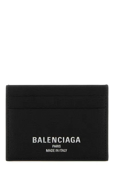 Balenciaga Black Credit Cardholder In Hammered Leather