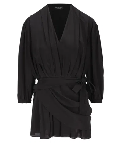 Balenciaga Black Crepe Mini Dress