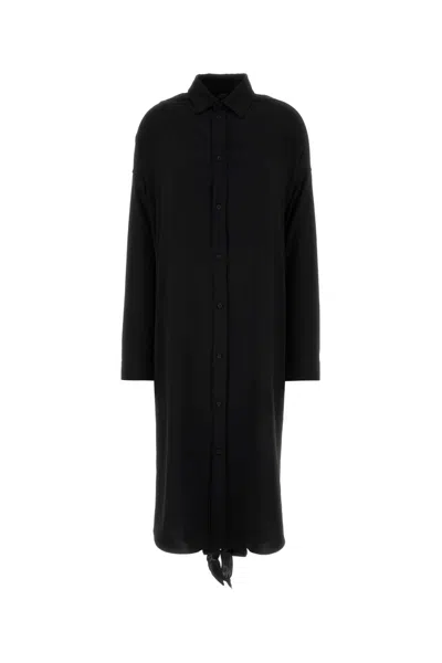 Balenciaga Women Black Crepe Shirt Dress