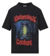 Balenciaga Medium Fit Graphic Crew Neck T Shirt In Black