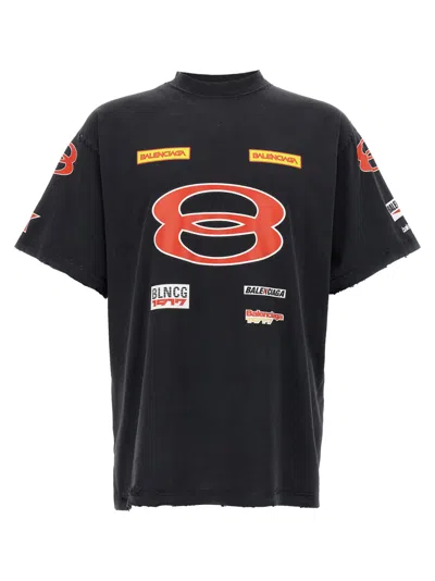 Balenciaga Black Crewneck Logo Oversize T-shirt
