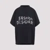 Balenciaga High Neck Graphic Print Black T-shirt In Black