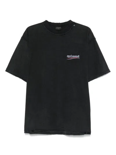 BALENCIAGA BLACK CREWNECK LOGO T-SHIRT