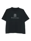 Balenciaga Faded Black T-shirt With Central Print And Wide Fit. In Black