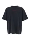 Balenciaga Black Crewneck T-shirt With Logo On The Front And On The Back In Cotton Man In Black