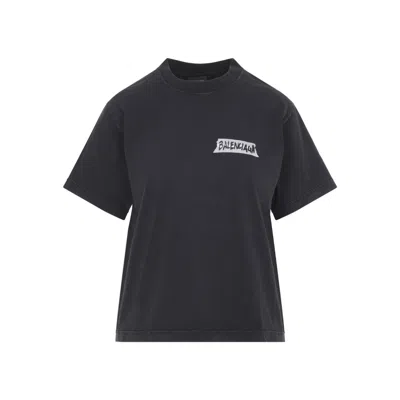 Balenciaga Medium Fit Masking Tape Logo Dry Jersey T-shirt In Black