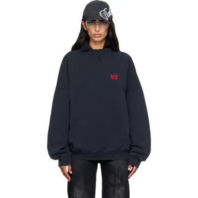 Balenciaga Black Crewneck Sweatshirt In 1041 Faded Washed Bl