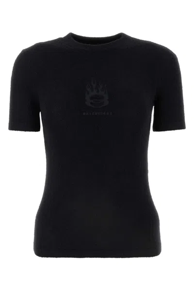 BALENCIAGA BLACK CREWNECK T-SHIRT
