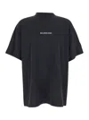 Balenciaga Black Crewneck T-shirt With Logo Lettering On The Front And Logo Patch On The Sleeve In Cotton Man