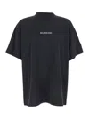 Balenciaga Black Crewneck T-shirt With Logo Lettering On The Front And Logo Patch On The Sleeve In Cotton Man In Black