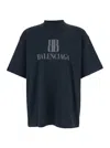 Balenciaga Faded Black Nano Bb Medium Fit T-shirt In Blue