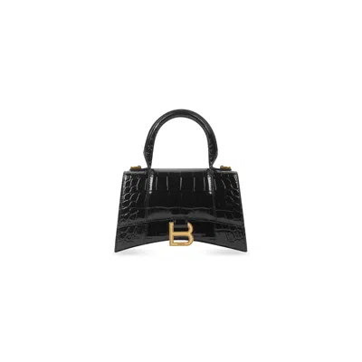 Balenciaga Black Crocodile-like Top-handle Handbag For Women In Ss24