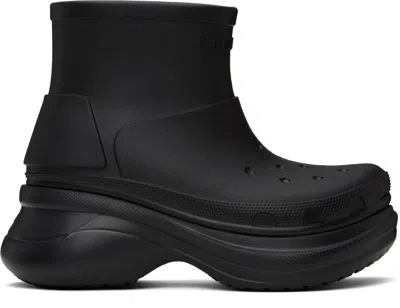 BALENCIAGA BLACK CROCS EDITION ANKLE BOOTS