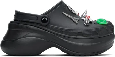 BALENCIAGA BLACK CROCS EDITION JIBBITZ MULES