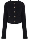 Balenciaga Crop Bouclé Cardigan In Black