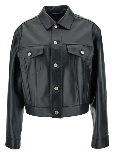 Balenciaga Black Cropped Jacket With Silver-tone Branded Buttons In Super Smooth Leather Woman