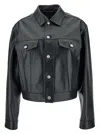 Balenciaga Black Cropped Jacket With Silver-tone Branded Buttons In Super Smooth Leather Woman In Black