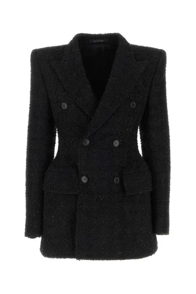 Balenciaga Black Cross Buttoned Women's Coat For Fw23