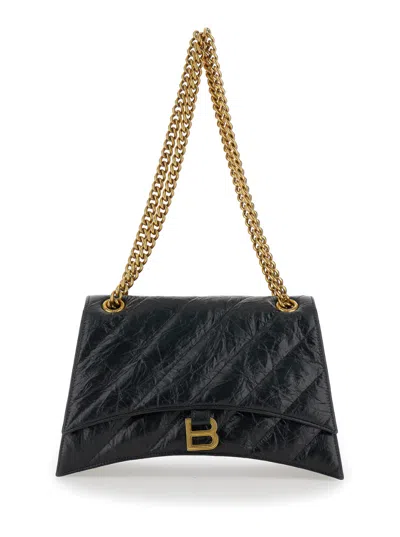 BALENCIAGA BLACK CRUSH M SHOULDER BAG