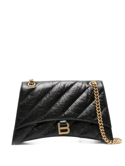 BALENCIAGA BLACK CRUSH MEDIUM SHOULDER BAG