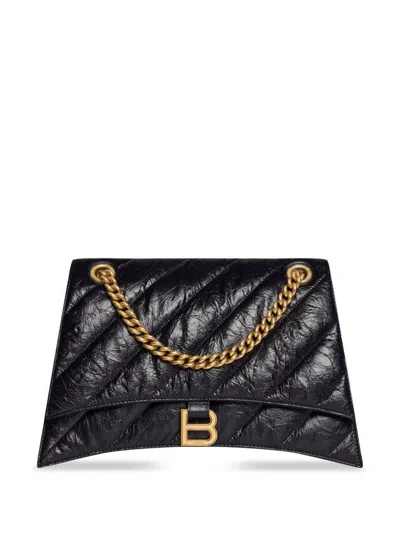 BALENCIAGA BLACK CRUSH QUILTED SHOULDER BAG
