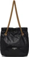 Balenciaga Small Leather Tote Bag With Chain-link Strap In 1000 Black