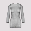 Balenciaga Black Crystal Mesh Mini Top In Black