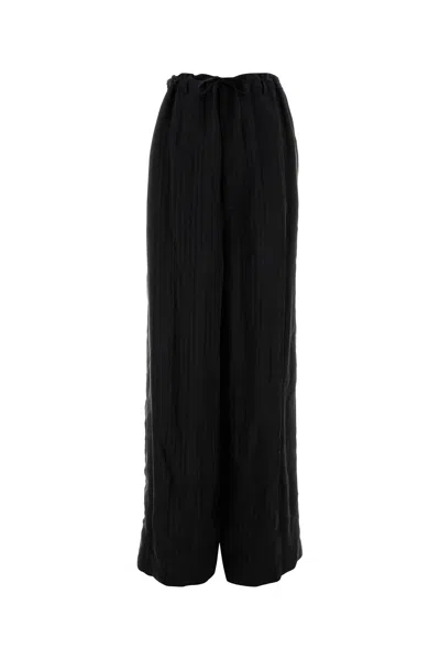 Balenciaga Striped Satin-jacquard Wide-leg Pants In Black