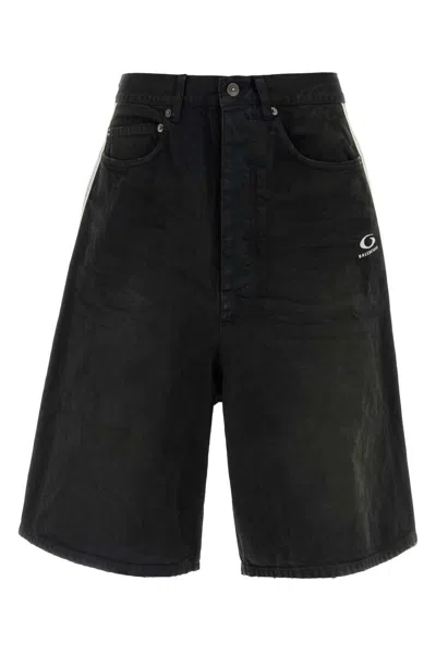 Balenciaga Black Denim Bermuda Shorts