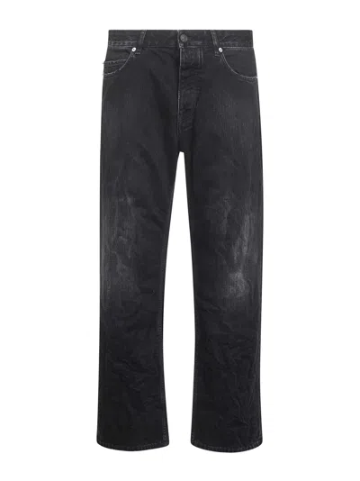 Balenciaga Men Black Denim Distressed Relaxed Fit Trousers In Gray