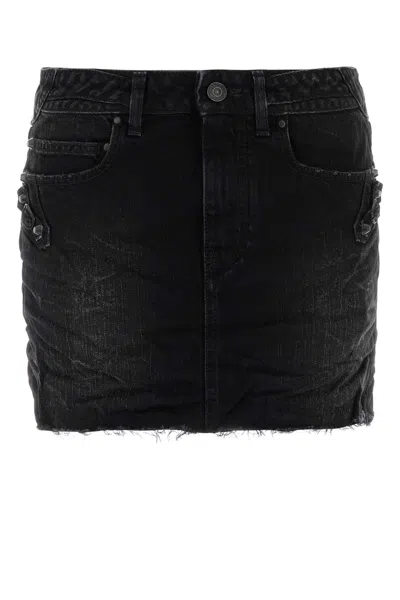 Balenciaga Black Denim Mini Skirt