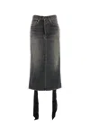 Balenciaga Denim Skirt With Laces Interwining In Multi