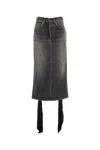 Balenciaga Denim Skirt With Laces Interwining In Black