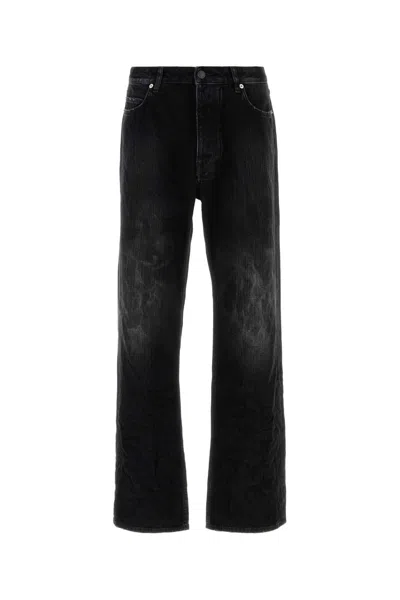 BALENCIAGA BLACK DENIM WIDE-LEG JEANS