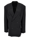 Balenciaga Barathea Black Double-breasted Jacket With Tonal Buttons In Wool Woman In Black