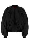 Balenciaga Black Bomber Draped Jacket With Elastic Rear Hem In Tech Fabric Woman In Black