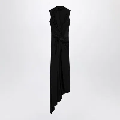 Balenciaga Black Draped Midi Dress