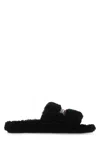 BALENCIAGA BLACK ECO SHEARLING SLIPPERS