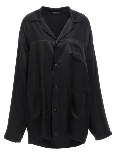 BALENCIAGA BLACK EMBROIDERY SHIRT