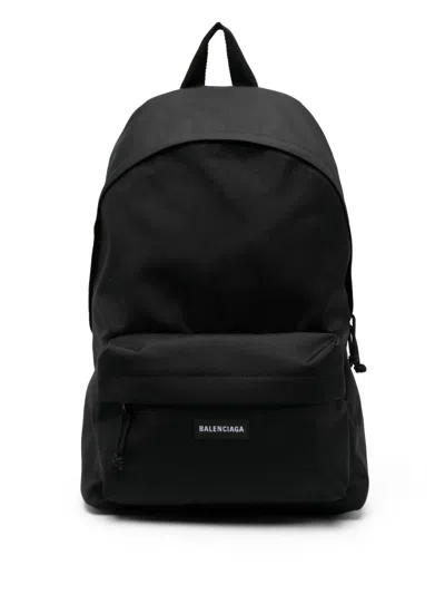 Balenciaga Black Explorer Backpack With Logo Patch