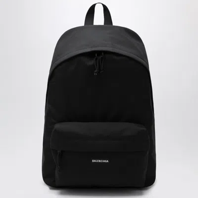 Balenciaga Black Explorer Backpack With Logo Patch Men In Blue