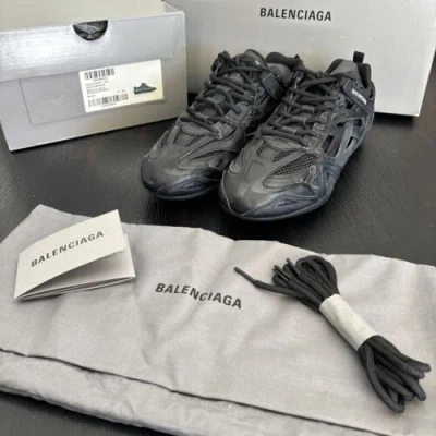Pre-owned Balenciaga Black Faux Leather And Mesh Drive Sneakers Size 38 Or 8 Usa